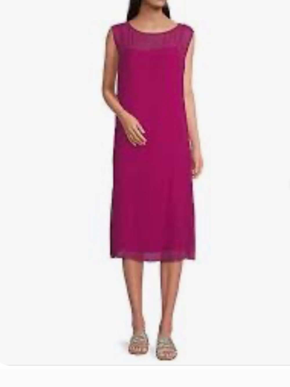 EILEEN FISHER Bateau Neck Silk Dress Size Large, NWT